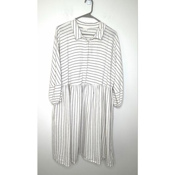 Caslon Dresses & Skirts - Caslon Stripe Long Sleeve Linen Blend Shirt Dress Sz XL Shift Neutral Minimalist